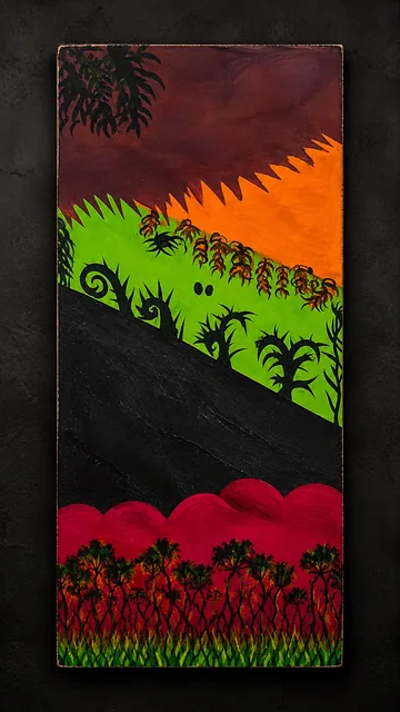 Tramonto di spine, tempera e acrilico su pannello
